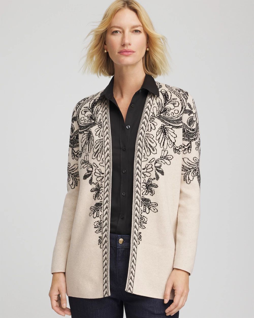 Jacquard Cotton-Blend Cardigan | Chico's